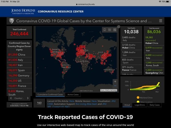 Coronavirus spread map screenshot infographic 2