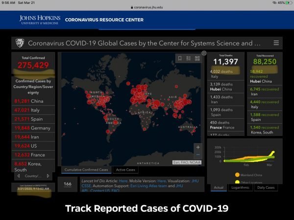 Coronavirus spread map screenshot infographic 9