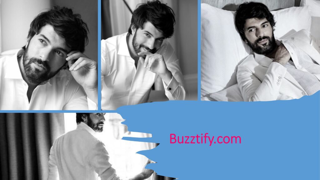 Engin Akyurek in white shirt sexy look beard and long hair stubble look