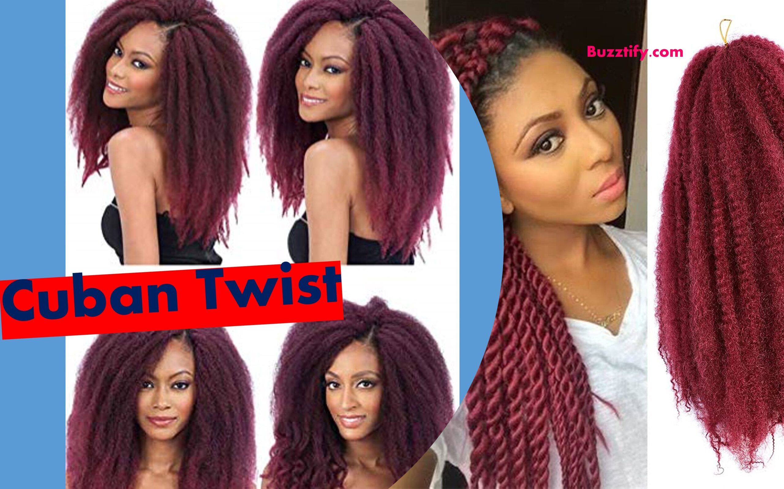 Red cuban twist hair extension Maroon red