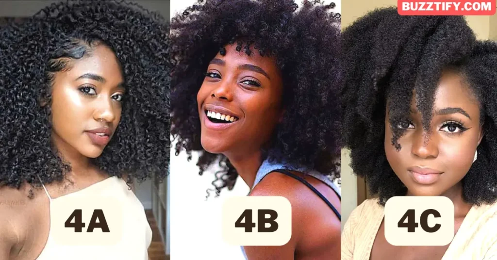 Curly Hair Types 4A, 4B, 4C