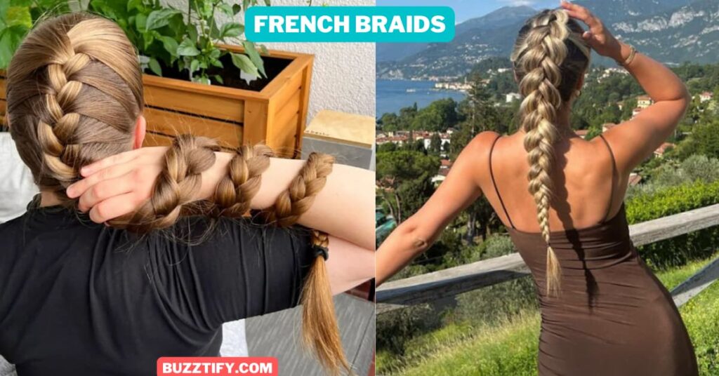 Long french braid blonde and golden