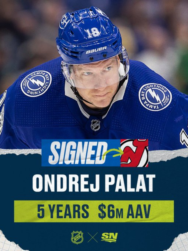 The New Jersey Devils have signed forward Ondrej Palat to a 5-year deal paying him $6