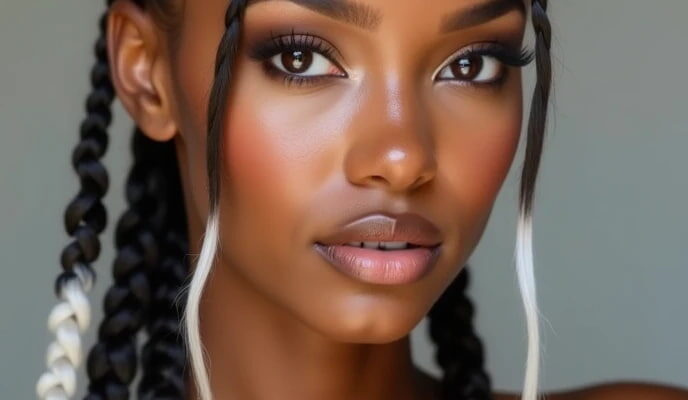 elegant braided singles, with the tips dyed a striking white