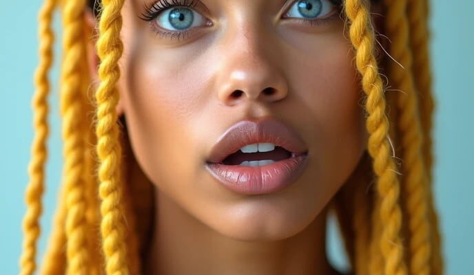 woman with braided yellow dreadlocks