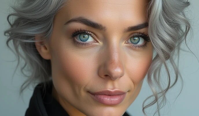 Elegant Ash Grey Wavy Updo Hairstyle