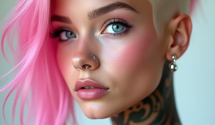 Neon Rebel (Blonde & Pink Undercut Hairstyle)