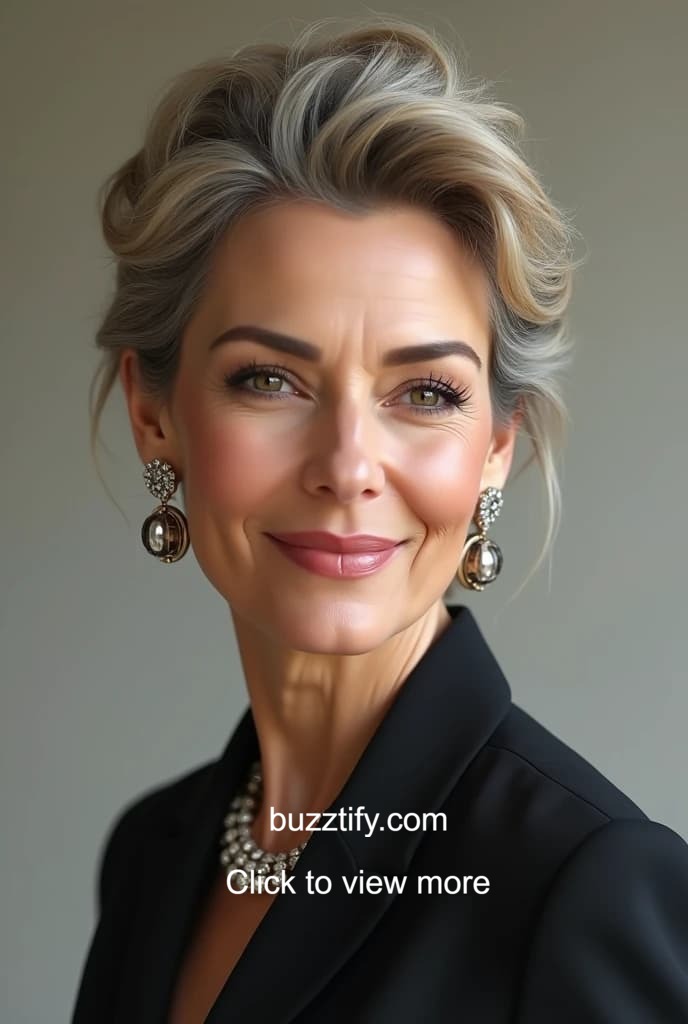 Hairstyle in Suit for Women in 40, Elegance Beauty Class Luxury Hairstyle in Suit for Women in 40, Elegance Beauty Class Luxury