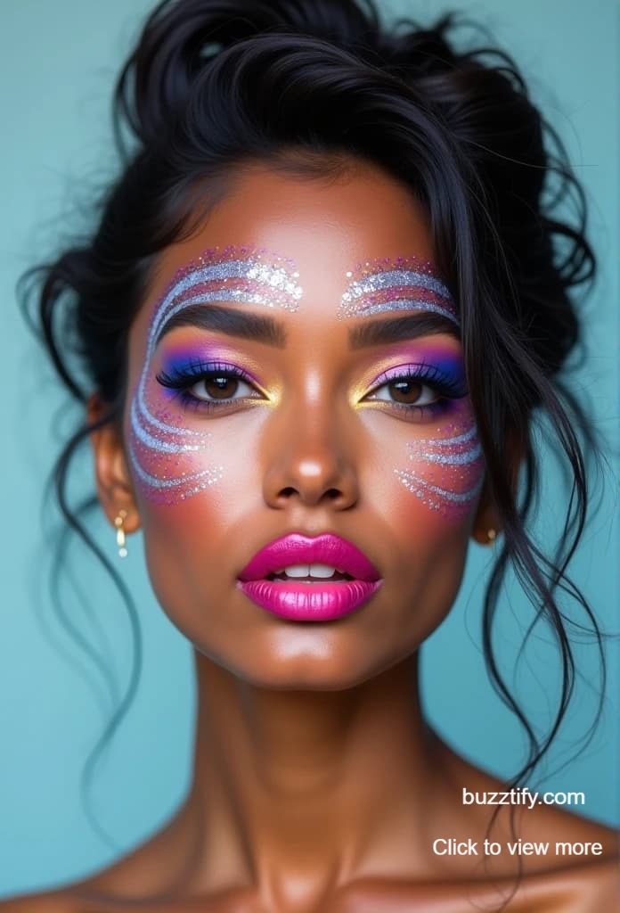 Best Eye Makeup for Party, Pink, UV Golden Eyeshadow Glitter Best Eye Makeup for Party, Pink, UV Golden Eyeshadow Glitter