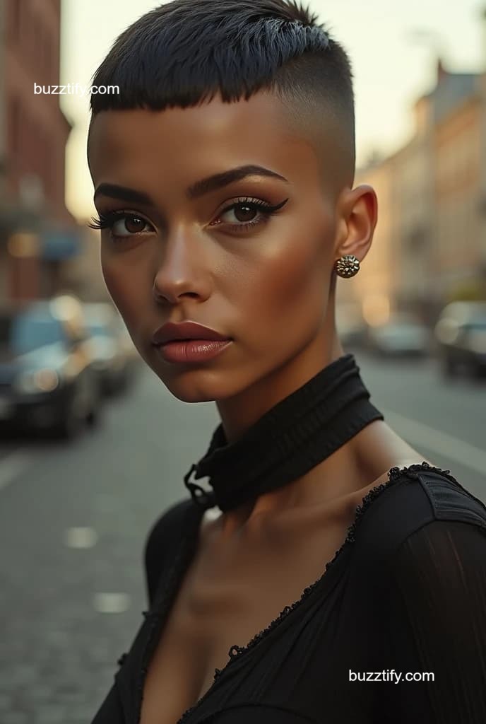 Crewcut for Women, Shaved Head Lady Buzz Cut Crewcut for Women, Shaved Head Lady Buzz Cut