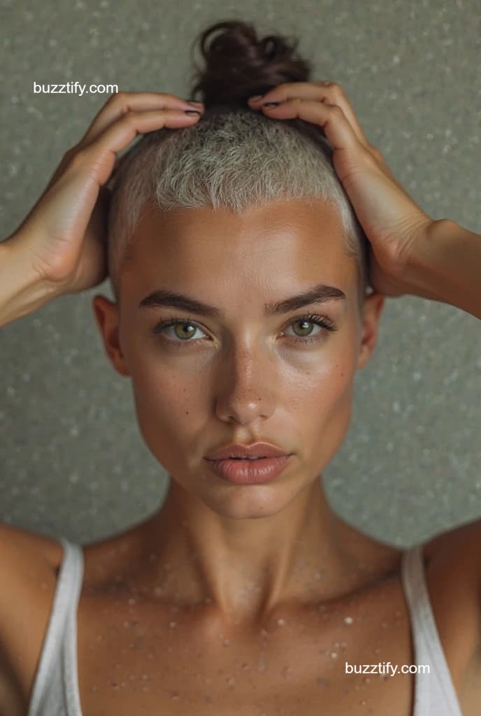 Crewcut for Women, Shaved Head Lady Buzz Cut Crewcut for Women, Shaved Head Lady Buzz Cut