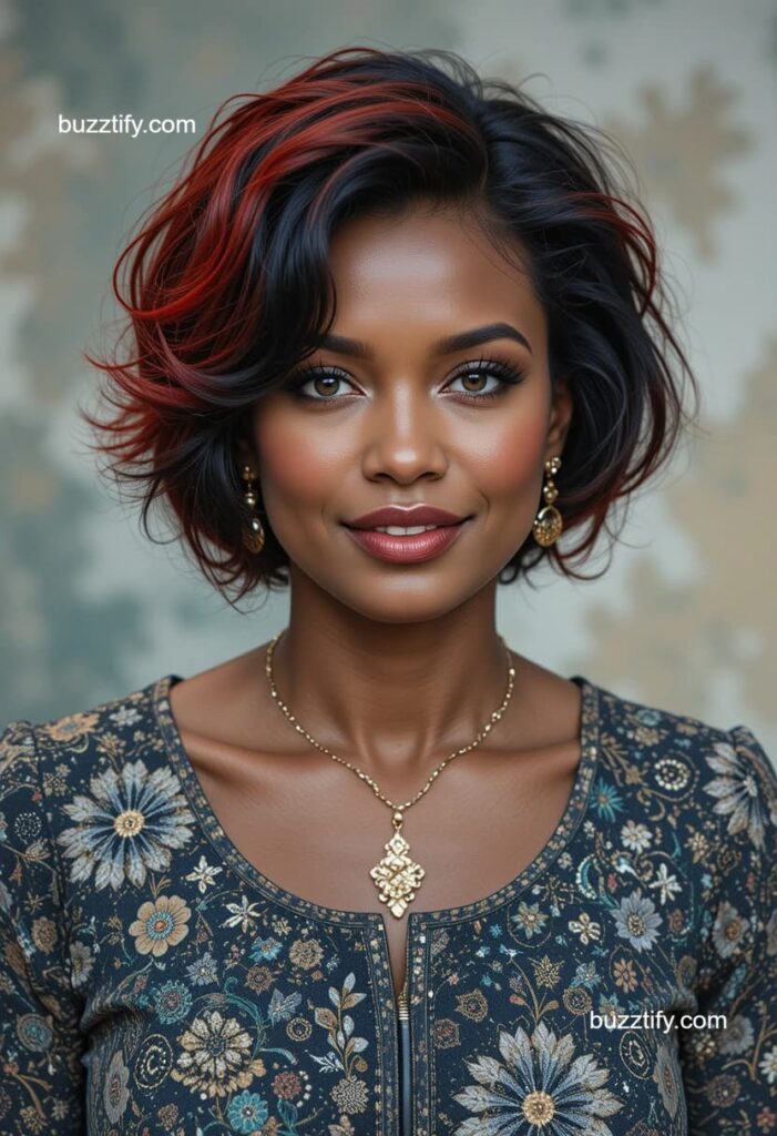 Women in their 40s with Short Hair and Color Streaks Women in their 40s with Short Hair and Color Streaks