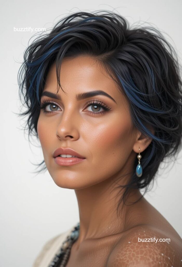 Women in their 40s with Short Hair and Color Streaks Women in their 40s with Short Hair and Color Streaks