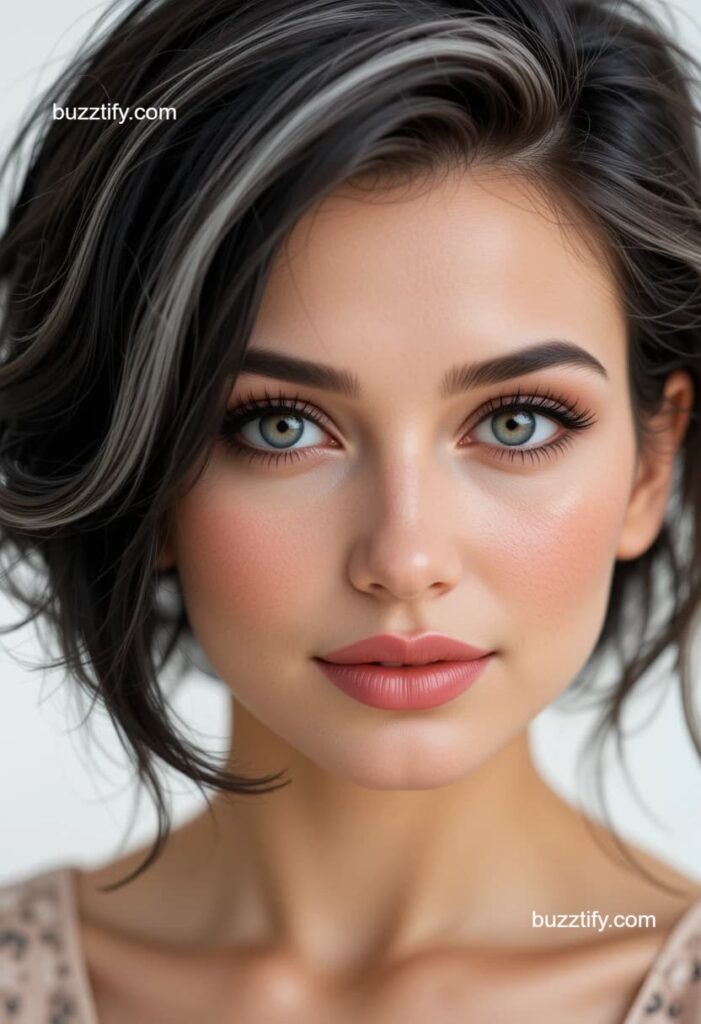 Women in their 40s with Short Hair and Color Streaks Women in their 40s with Short Hair and Color Streaks