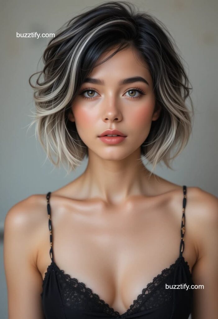 Women in their 40s with Short Hair and Color Streaks Women in their 40s with Short Hair and Color Streaks
