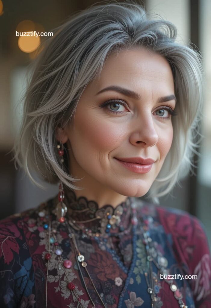 Women in their 40s with Short Hair and Color Streaks Women in their 40s with Short Hair and Color Streaks
